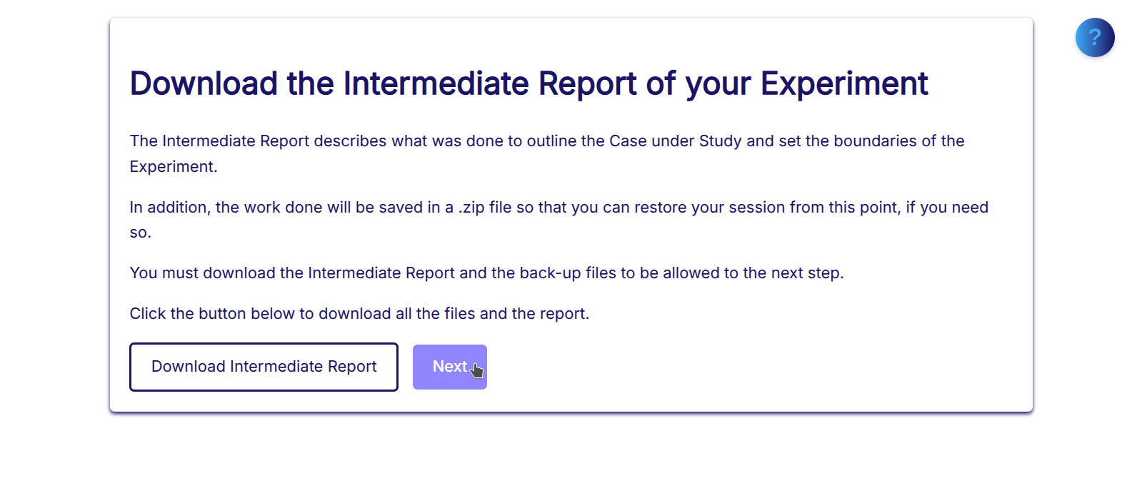Fig. 055 - Select next after Intermediate report