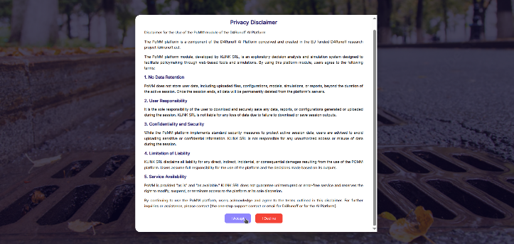 Fig. 01 - PoMM Privacy Disclaimer Acceptance
