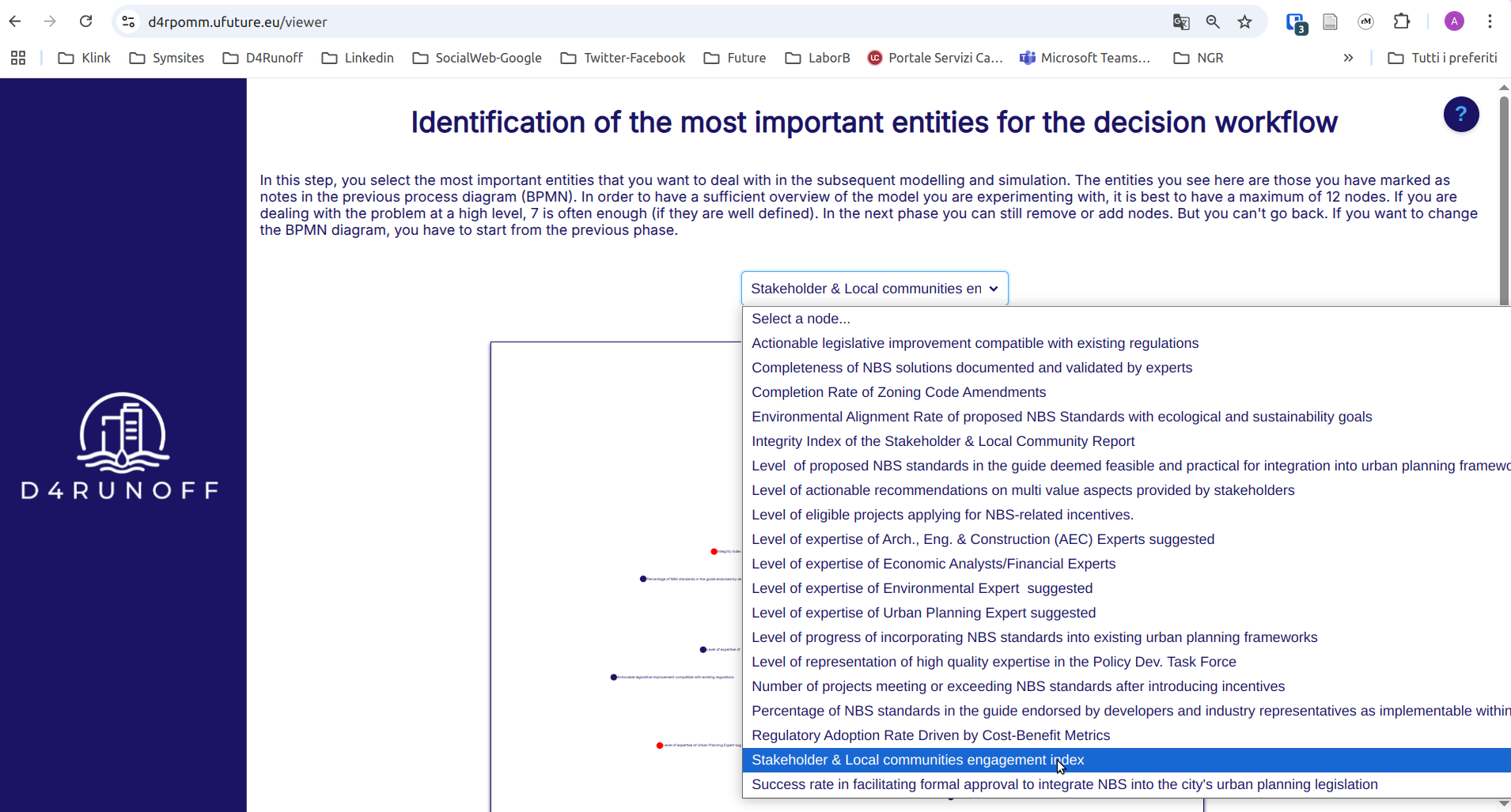 Fig. 035 - List of selected entities (drop-down menu)