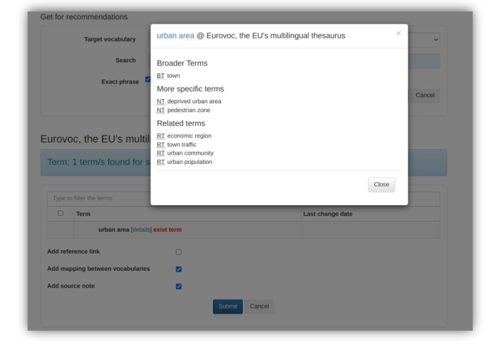Fig. 08 - Thesaurus connection with external channels (EUROVOC)