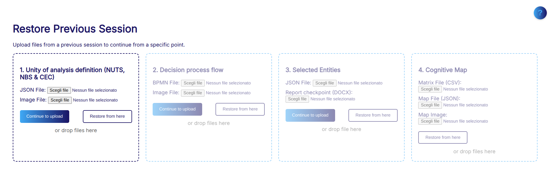 Fig. 41 - Restore network modelling session from Intermediate Report & files