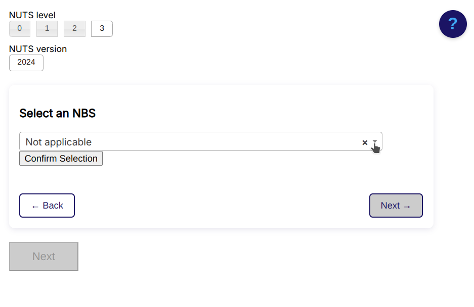 Fig. 16 - NBS selection menu
