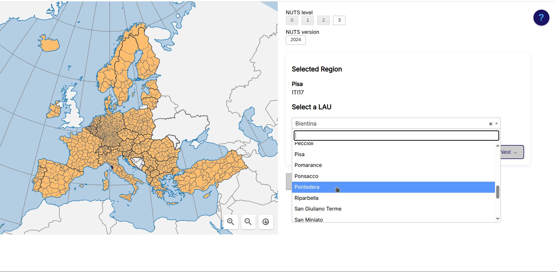 Fig. 13 - LAU Level selection