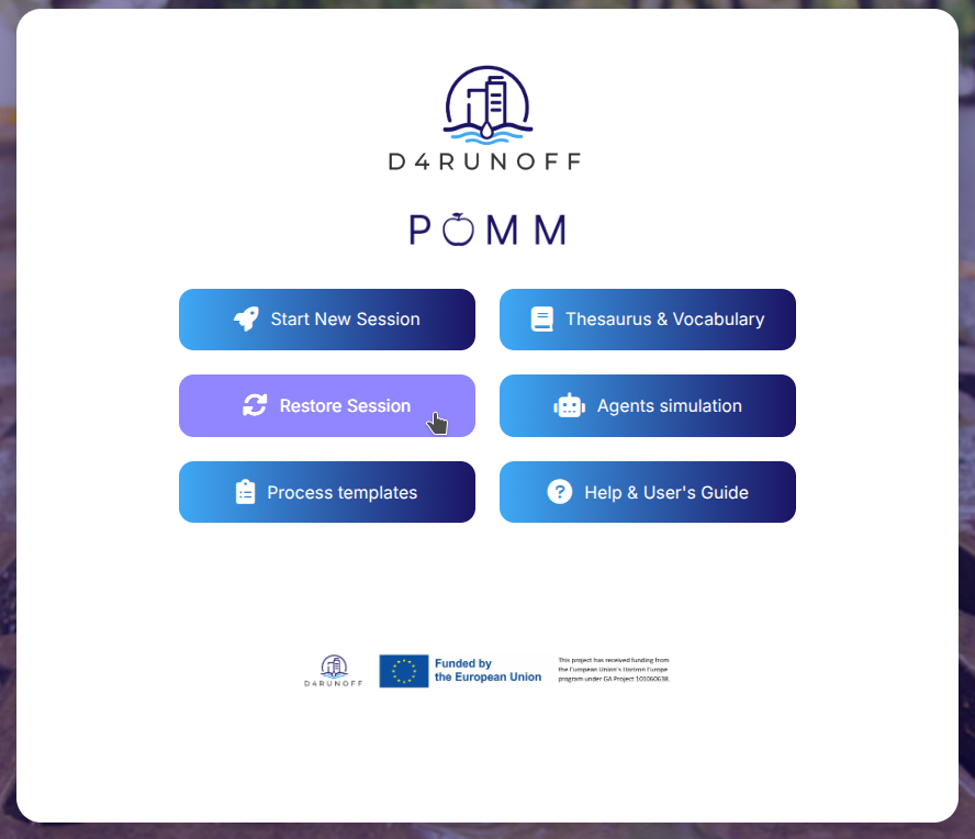 Fig. 039 - Restore Session from main PoMM menu