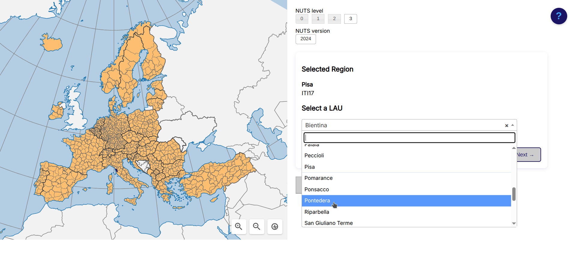 Fig. 013 - LAU Level selection