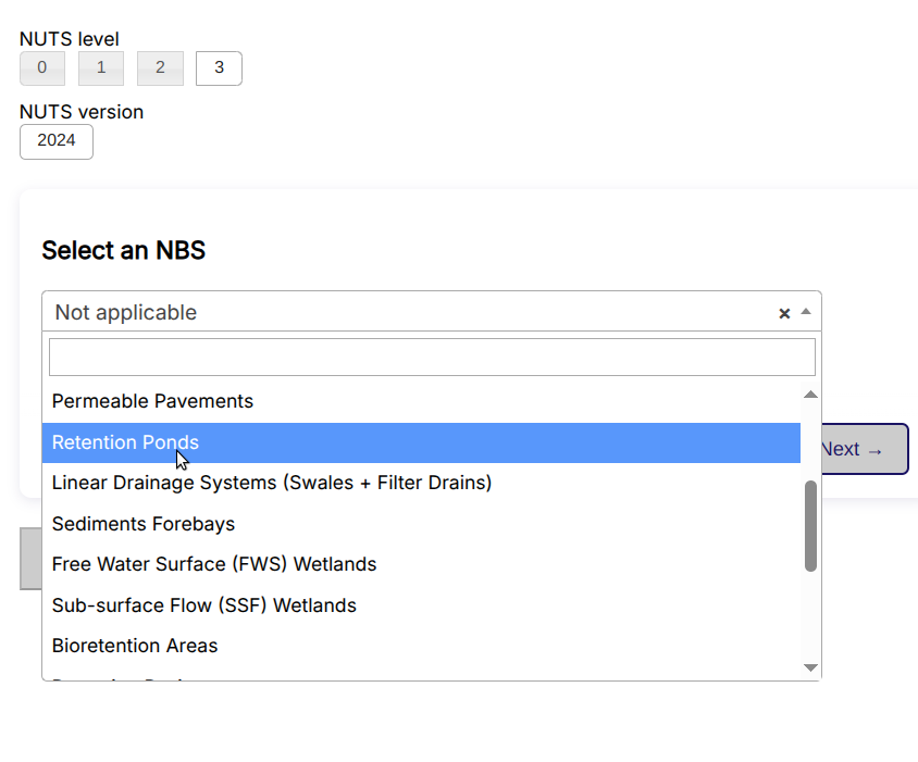 Fig. 017 - Select NBS from drop-down menu