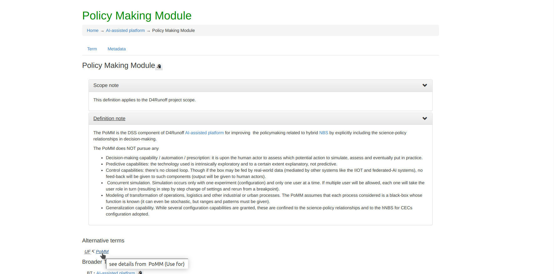 Fig. 6 - Example of equivalent and associative relationships